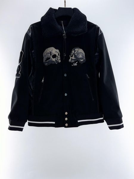 mens luxury designer jacket fashion men outerwear leather cashmere neckline coats men's jackets skull bones embroidery locomotive baseb, Black;brown
mens luxury designer jacket fashion men outerwear leather cashmere neckline coats men's jackets skull bones embroidery locomotive baseb, Black;brown