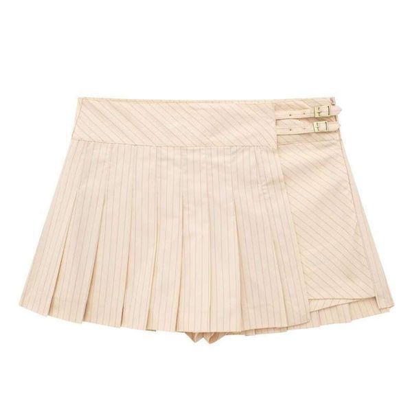 forest teenage girl striped short skirt anti revealing fashion splicing half length summer fold design high waist, Black
forest teenage girl striped short skirt anti revealing fashion splicing half length summer fold design high waist, Black