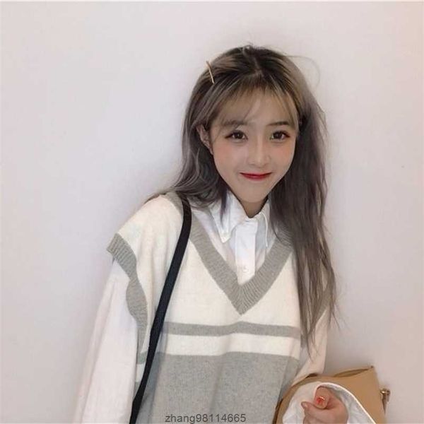 sleeveless sweater vest women spring autumn female korean fashion loose short knitted jumpers pullover ruched striped girl 210427, White;black
sleeveless sweater vest women spring autumn female korean fashion loose short knitted jumpers pullover ruched striped girl 210427, White;black