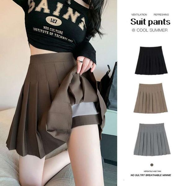 khaki pleated skirt for women high waist slimming autumn super with inner jk short and a line, Black
khaki pleated skirt for women high waist slimming autumn super with inner jk short and a line, Black