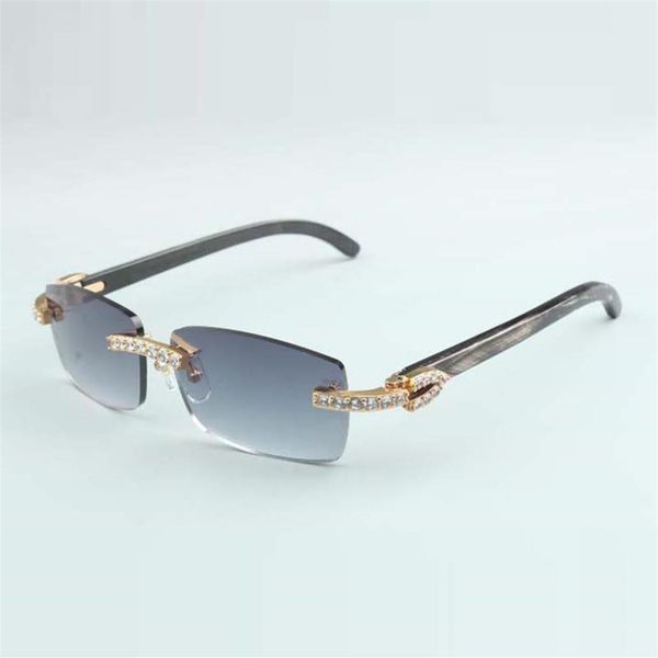 xl diamond buffs sunglasses 3524012 with black textured buffalo horn legs and 56mm lens274k, White;black