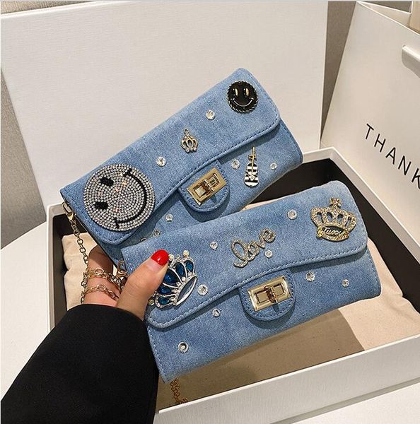 Factory sales women shoulder bags 2 colors niche design denim chain bag wear-resistant leather multi-card long wallets sweet diamond wallet 13148#, Blue
Factory sales women shoulder bags 2 colors niche design denim chain bag wear-resistant leather multi-card long wallets sweet diamond wallet 13148#, Blue