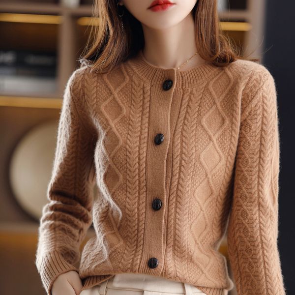 womens knits tees ladies 100 shmere cardigan oneck large size coat knit twist base shirts spring wild thick wool sweater women jacket 230826, White
womens knits tees ladies 100 shmere cardigan oneck large size coat knit twist base shirts spring wild thick wool sweater women jacket 230826, White