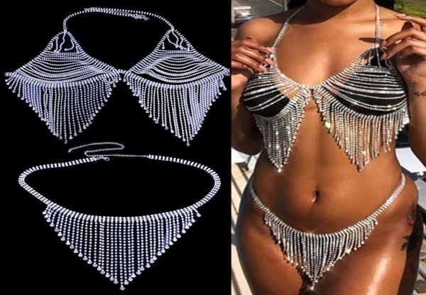 women rhine body chain bikini set crystal tassel bra panties underwear7353951, White;black
women rhine body chain bikini set crystal tassel bra panties underwear7353951, White;black