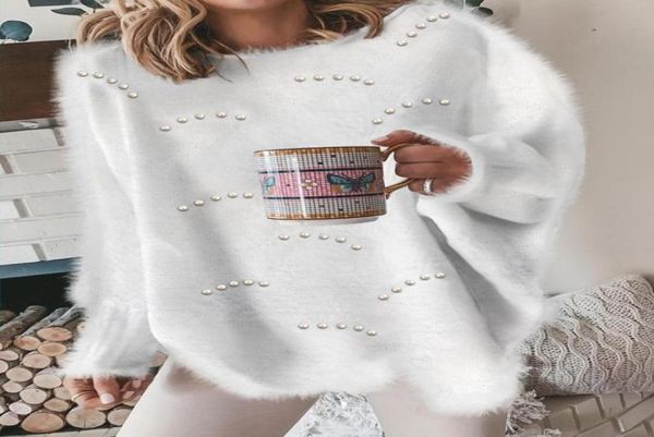 women039s sweaters 2021 autumn winter women elegant lantern sleeve oneck sweater femme solid casual beaded ladies fluffy c6838284, White;black
women039s sweaters 2021 autumn winter women elegant lantern sleeve oneck sweater femme solid casual beaded ladies fluffy c6838284, White;black