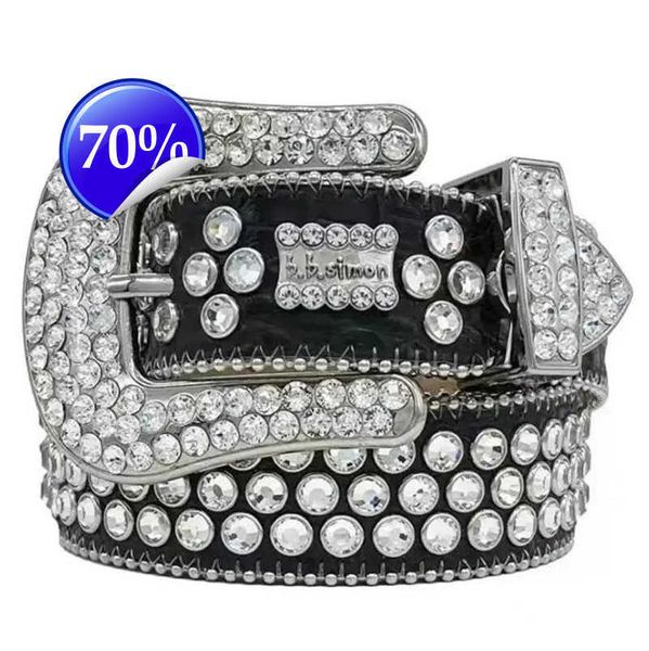 

12022 Designer Bb Belt Simon Belts for Men Women Shiny diamond belt Black on Black Blue white multicolour with bling rhinestones as giftl
