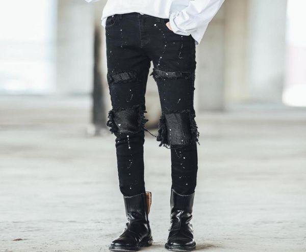 men039s breaking hole jeans slim painting splicing casual hip hop punk style jeans pants3886715, Blue
men039s breaking hole jeans slim painting splicing casual hip hop punk style jeans pants3886715, Blue