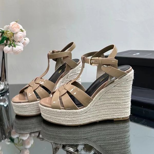 wedge heel ultra high heel sandals slip sleeve open-toe fashion genuine leather thick soles women's evening dress shoes luxury designer, Black
wedge heel ultra high heel sandals slip sleeve open-toe fashion genuine leather thick soles women's evening dress shoes luxury designer, Black