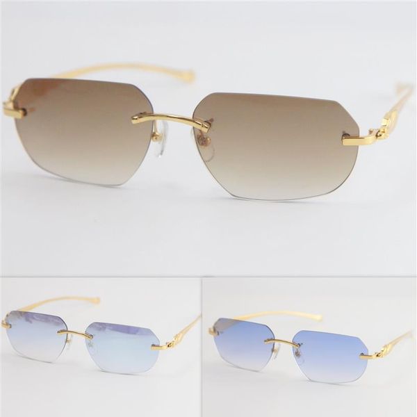 silver gold metal leopard series panther rimless sunglasses men women with decoration wire frame eyewear for summer outdoor281p, White;black
silver gold metal leopard series panther rimless sunglasses men women with decoration wire frame eyewear for summer outdoor281p, White;black