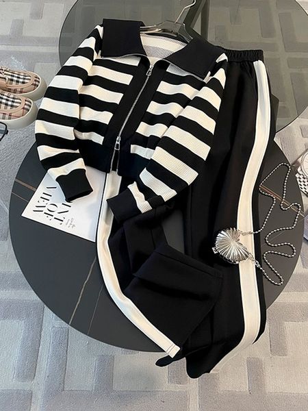 womens two piece pants winter sets 2 fashion sweatshirt jacket loose set striped naval collar luxury ladies outfits 230818, White
womens two piece pants winter sets 2 fashion sweatshirt jacket loose set striped naval collar luxury ladies outfits 230818, White