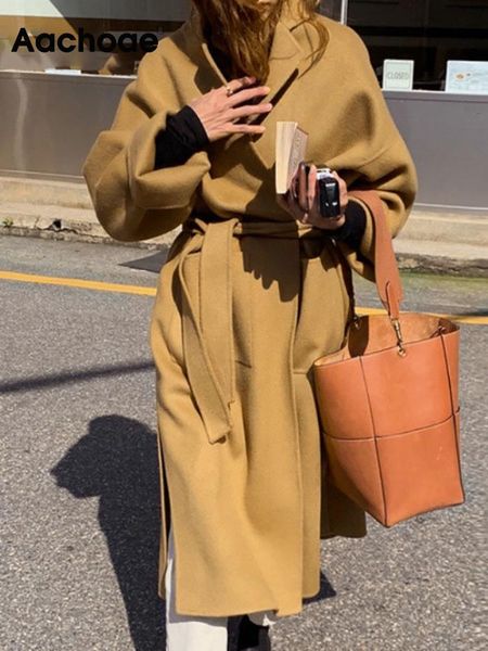 womens wool blends aachoae women elegant solid long coat with belt chic batwing sleeve pockets loose female autumn winter outerwear 230818, Black
womens wool blends aachoae women elegant solid long coat with belt chic batwing sleeve pockets loose female autumn winter outerwear 230818, Black