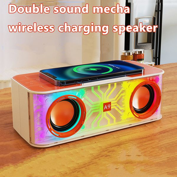 A9 Dual Tone Transparent Mech Speaker RGB Light Bluetooth Portable Subwoofer Portable Wireless Subwoofer Audio Sports TWS stereo speakers