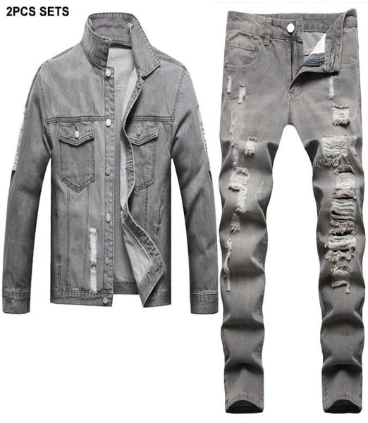 solid color tracksuits gray vintage men039s sets ripped hole 2pcs jeans set for men side slit pocket casual loose denim jacket 8721454
solid color tracksuits gray vintage men039s sets ripped hole 2pcs jeans set for men side slit pocket casual loose denim jacket 8721454