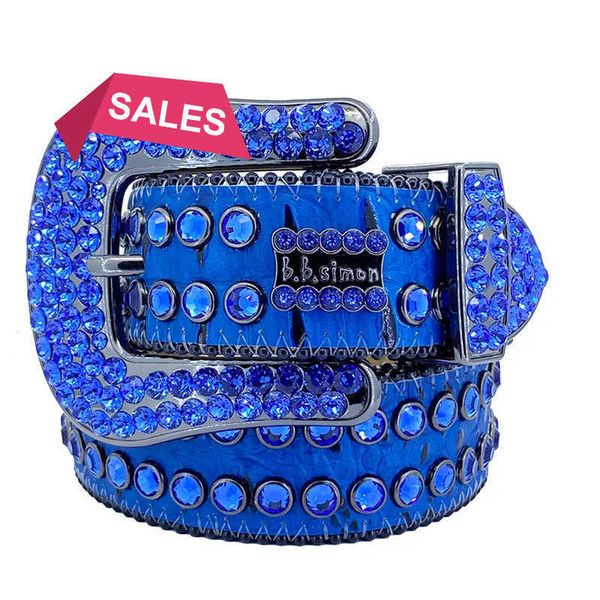 

1Designer Bb Simon Belts for Men Women Shiny diamond belt Black on Black Blue white multicolour with bling rhinestones as gift691g