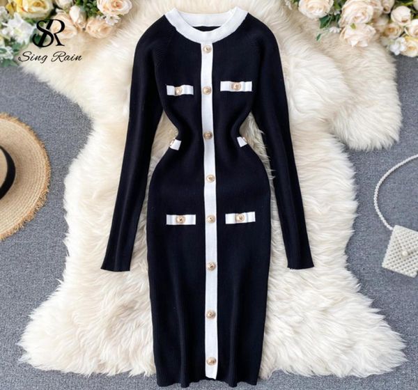 singrain women knitted sheath dress autumn office bodycon kniting dress casual winter elastic o neck button retro sweater dress 209904905, Black;gray
singrain women knitted sheath dress autumn office bodycon kniting dress casual winter elastic o neck button retro sweater dress 209904905, Black;gray