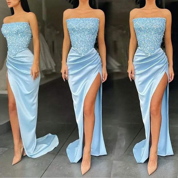 prom party gown evening dresses formal mermaid sleeveless satin beaded sequins lace up zipper split front/side new custom strapless pleat, Black
prom party gown evening dresses formal mermaid sleeveless satin beaded sequins lace up zipper split front/side new custom strapless pleat, Black