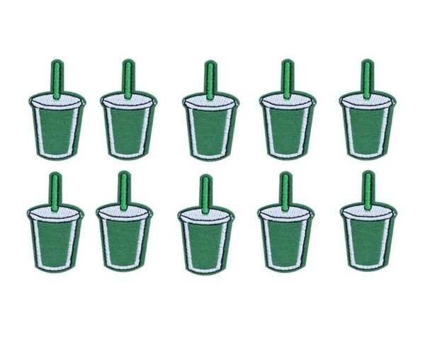 10pcs green drink embroidery patches for clothing bags iron on transfer applique patch for garment jeans diy sew on embroidery bad5190336, Black 
10pcs green drink embroidery patches for clothing bags iron on transfer applique patch for garment jeans diy sew on embroidery bad5190336, Black