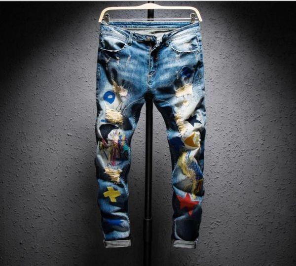 ripped pant mens colored patchwork ripped jeans casual embroidery stretch denim pant slim fit straight trousers size 28 36 j30375471720, Blue
ripped pant mens colored patchwork ripped jeans casual embroidery stretch denim pant slim fit straight trousers size 28 36 j30375471720, Blue