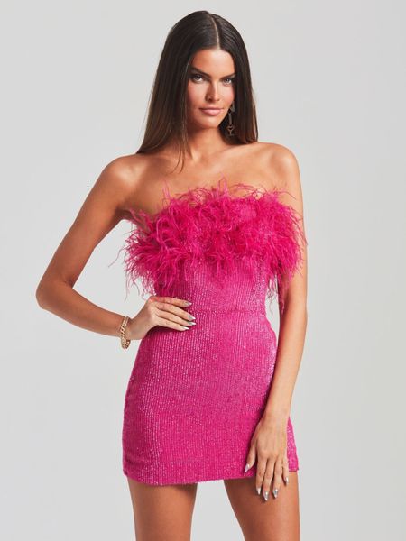 basic casual dresse winter strapless ostrich feathers sequins pink bodycon dress high street christmas xmas party vestido 230818, Black;gray
basic casual dresse winter strapless ostrich feathers sequins pink bodycon dress high street christmas xmas party vestido 230818, Black;gray