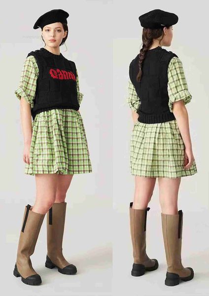 ganni 23aw women designer tank fashion wool knit vest cotton has the same checkerboard blended knitted vests fashion gannis, Black;white
ganni 23aw women designer tank fashion wool knit vest cotton has the same checkerboard blended knitted vests fashion gannis, Black;white