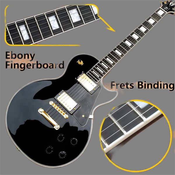 whole custom shop black color electric guitar ebony fretboard binding frets golden hardware
whole custom shop black color electric guitar ebony fretboard binding frets golden hardware
