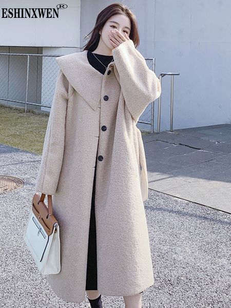 womens wool blends eshin lapel design feeling lamb coat winter korean medium long over knee cashmere thick chic cotton clothes th1071 230818, Black
womens wool blends eshin lapel design feeling lamb coat winter korean medium long over knee cashmere thick chic cotton clothes th1071 230818, Black