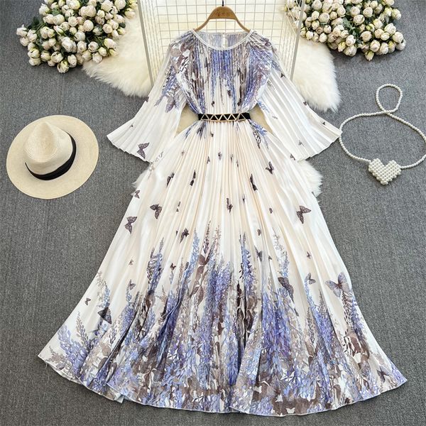 basic casual dresses mid-length women pleated dress with sashes summer new vestidos o-neck half sleeve fashion flower butterfly print ladies, Black;gray
basic casual dresses mid-length women pleated dress with sashes summer new vestidos o-neck half sleeve fashion flower butterfly print ladies, Black;gray