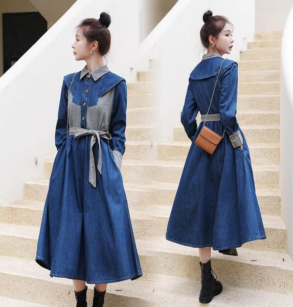 casual dresses women denim dress fashion tide elegant sashes cowboy jeans high street striped patchwork lapel shirt with belt3794756, Black;gray
casual dresses women denim dress fashion tide elegant sashes cowboy jeans high street striped patchwork lapel shirt with belt3794756, Black;gray