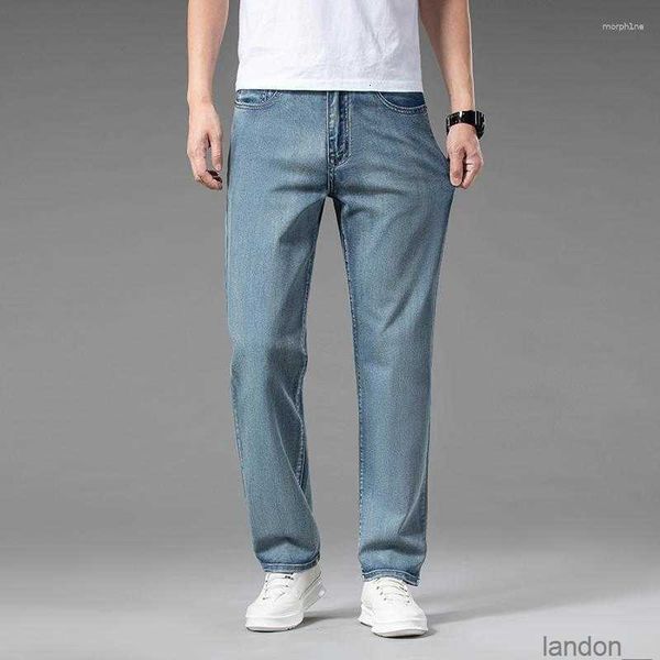 men's jeans summer thin material breathable loose casual simple versatile pants fit straight leg denim trousers, Blue
men's jeans summer thin material breathable loose casual simple versatile pants fit straight leg denim trousers, Blue