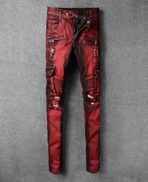 fashion streetwear men jeans red color slim fit elastic spliced ripped jeans men big pocket denim cargo pants biker homme4708338, Blue
fashion streetwear men jeans red color slim fit elastic spliced ripped jeans men big pocket denim cargo pants biker homme4708338, Blue