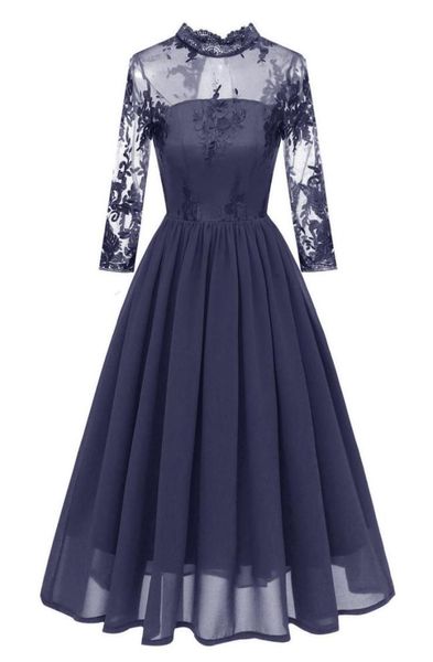 women embroidery 34 sleeve dresses stand collar formal evening elegant chiffon lace party dress vintage dress dk9029cl5209306, White;black
women embroidery 34 sleeve dresses stand collar formal evening elegant chiffon lace party dress vintage dress dk9029cl5209306, White;black
