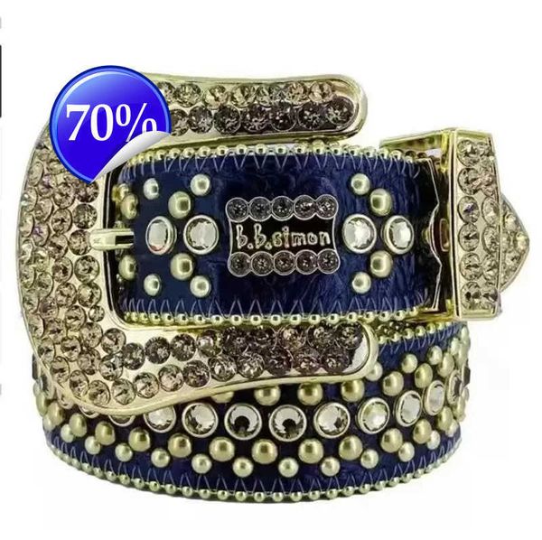 

12023 Designer Bb Belt Simon Belts for Men Women Shiny diamond belt Black on Black Blue white multicolour with bling rhinestones as gift20121l