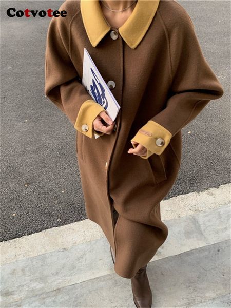 womens jackets cotvotee wool coat for women autumn winter fashion french style casual lady turn down collar contrast color long 230818, Black;brown
womens jackets cotvotee wool coat for women autumn winter fashion french style casual lady turn down collar contrast color long 230818, Black;brown