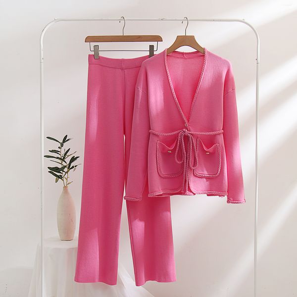 women's two piece pants spring autumn knitted suits women long sleeve sweater and wide leg pants sets outwear loose lace up cardigan ou, White
women's two piece pants spring autumn knitted suits women long sleeve sweater and wide leg pants sets outwear loose lace up cardigan ou, White