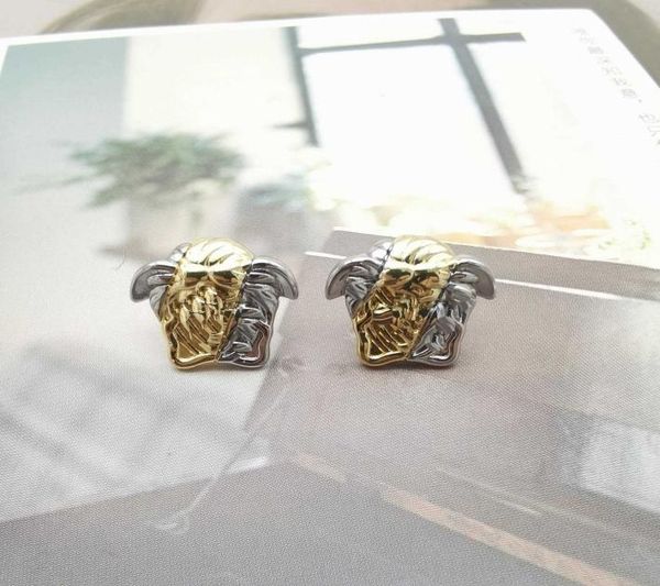 fashion designer earrings v letter banshee head 18k gold plated womens ve156948851, Golden