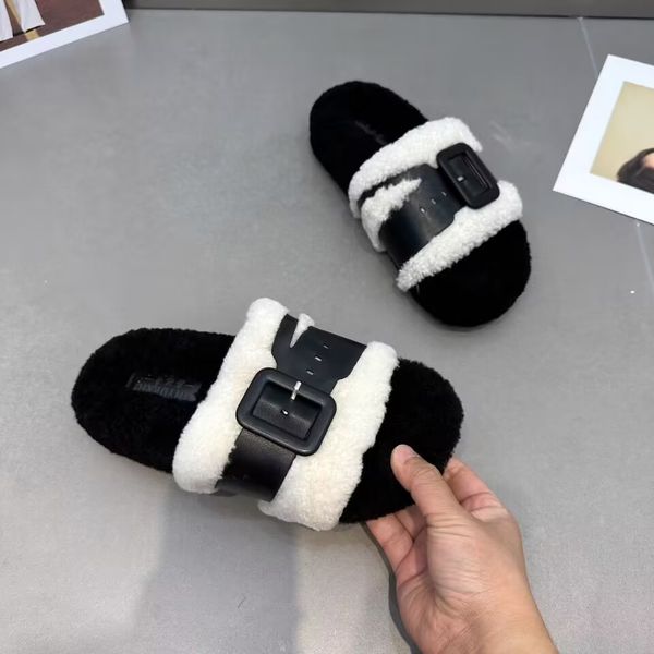 women's winter plush slippers fashion belt buckle personality all-in-one thick sole comfortable non-slip slippers., Black
women's winter plush slippers fashion belt buckle personality all-in-one thick sole comfortable non-slip slippers., Black