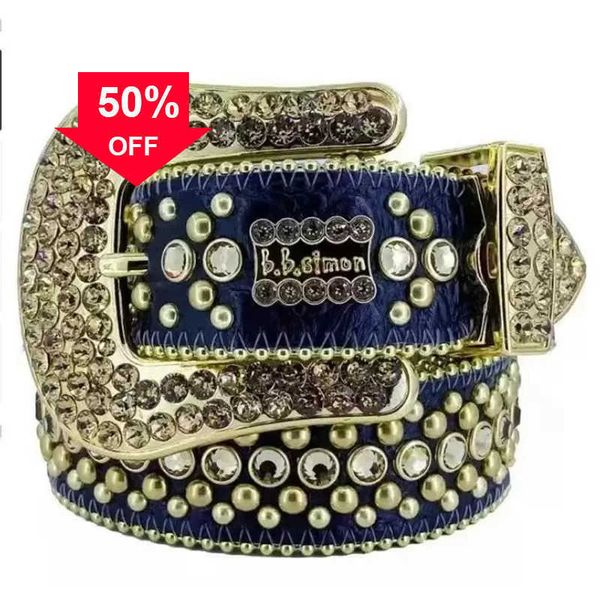 

12023 Designer Bb Belt Simon Belts for Men Women Shiny diamond belt Black on Black Blue white multicolour with bling rhinestones as gift20121d