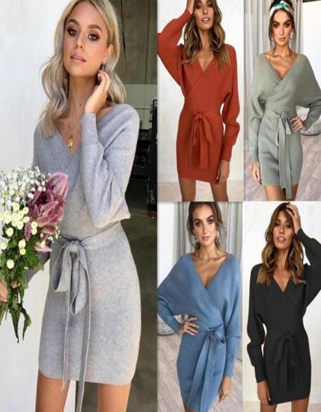 long sleeve vneck knitted dress women casual sash autumn winter sweater skirt ladies elegant wrap pullover dresses5244363, Black;gray
long sleeve vneck knitted dress women casual sash autumn winter sweater skirt ladies elegant wrap pullover dresses5244363, Black;gray