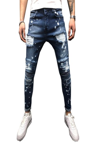 men stretch destroyed ripped paint point biker jeans new fashion zipper skinny jeans1607024, Blue
men stretch destroyed ripped paint point biker jeans new fashion zipper skinny jeans1607024, Blue
