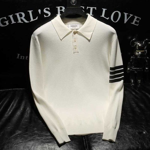 tb sweater with four bars light luxury polo neck stripe knitted fashion simple men's casual, Black;brown
tb sweater with four bars light luxury polo neck stripe knitted fashion simple men's casual, Black;brown