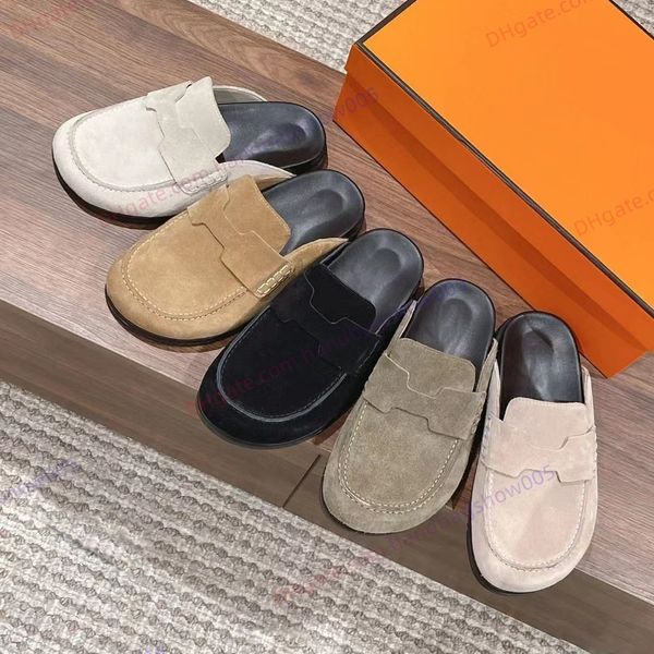 go mule designer suede calfskin leather flat sandals sildes for women men flat sandal casual shoes laminated round toe rubber sole flat plat, Black
go mule designer suede calfskin leather flat sandals sildes for women men flat sandal casual shoes laminated round toe rubber sole flat plat, Black
