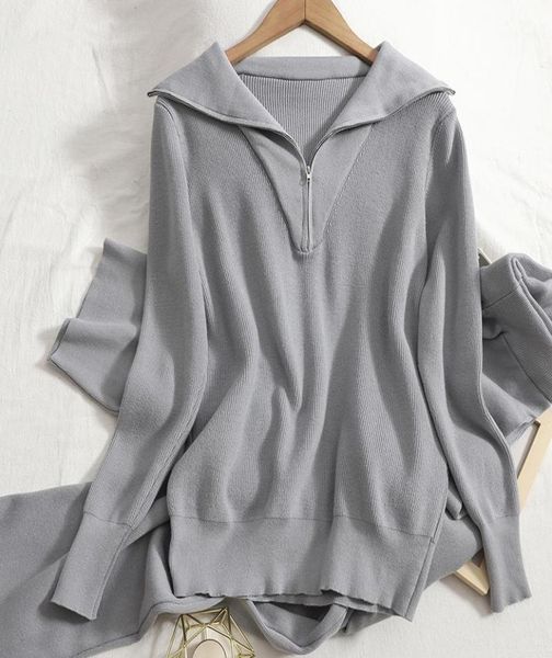 women039s two piece pants 2022 autumn winter zipper lapel slim with solid color straight leg mopping sets knitted twopiece9506974, White
women039s two piece pants 2022 autumn winter zipper lapel slim with solid color straight leg mopping sets knitted twopiece9506974, White