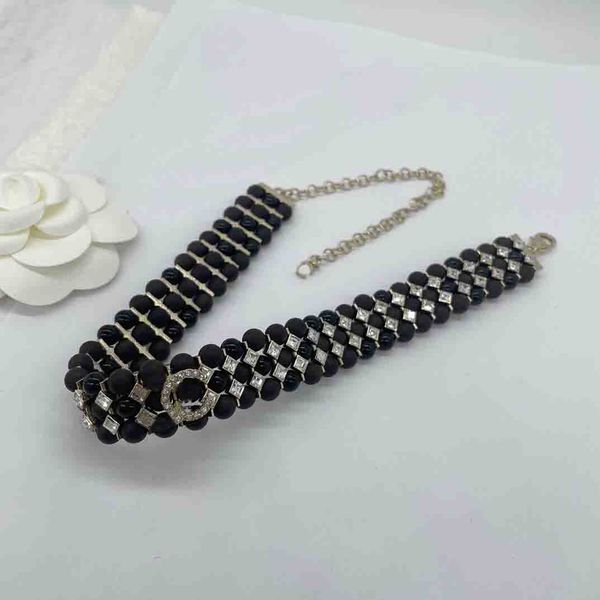 2023 luxury quality charm punk pendant necklace with diamond and black beads choker in silver plated have box stamp ps7505b, Golden
2023 luxury quality charm punk pendant necklace with diamond and black beads choker in silver plated have box stamp ps7505b, Golden