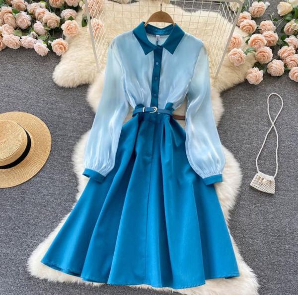 women new fashion spring long sleeve thin aline elegant party dress casual polo collar blue slim dresses 20222831624, White;black
women new fashion spring long sleeve thin aline elegant party dress casual polo collar blue slim dresses 20222831624, White;black