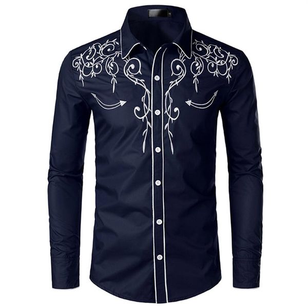 stylish western cowboy shirt men brand design embroidery slim fit casual long sleeve shirts mens wedding party shirt for male 4305b, White;black
stylish western cowboy shirt men brand design embroidery slim fit casual long sleeve shirts mens wedding party shirt for male 4305b, White;black
