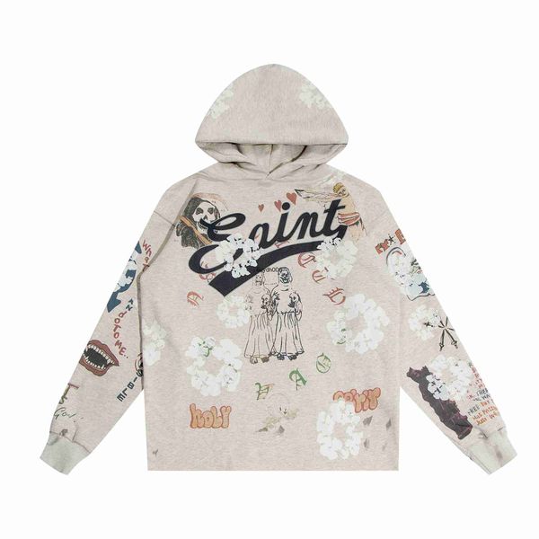 men's hoodies sweatshirts saint michael co branded kapok graffiti printed vintage hoodie american casual loose fitting popular sweater, Black
men's hoodies sweatshirts saint michael co branded kapok graffiti printed vintage hoodie american casual loose fitting popular sweater, Black