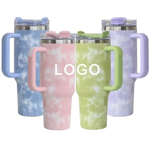 pink blue tie dye 40oz tumblers with logo handle lid straw stainless steel insulated car mugs thermos water bottles ready to ship
pink blue tie dye 40oz tumblers with logo handle lid straw stainless steel insulated car mugs thermos water bottles ready to ship