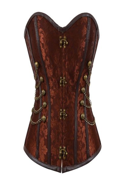 women vintage steampunk gothic pu leather panels jacquard overbust corset with chains and buttons accent s6xl plus size brown7965380, Black;white
women vintage steampunk gothic pu leather panels jacquard overbust corset with chains and buttons accent s6xl plus size brown7965380, Black;white