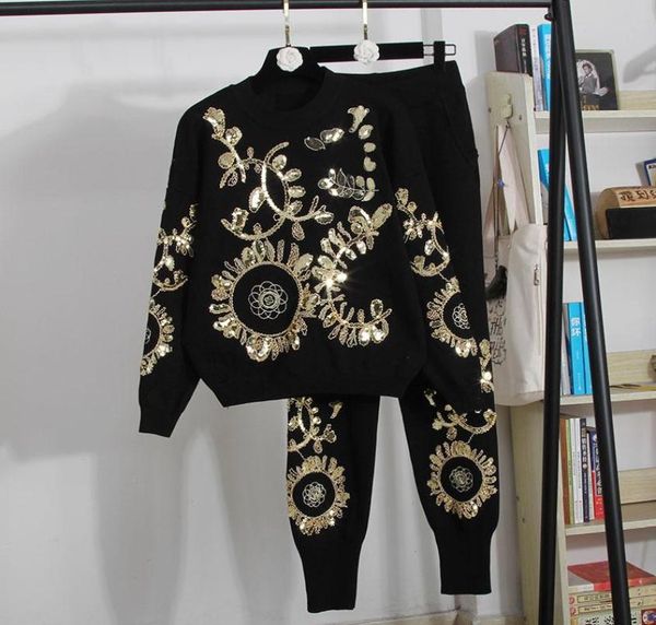 women039s two piece pants fashion woman tracksuit 2022 autumn winter set gold leaf disc flower embroidery sweater knitted sport6786349, White
women039s two piece pants fashion woman tracksuit 2022 autumn winter set gold leaf disc flower embroidery sweater knitted sport6786349, White