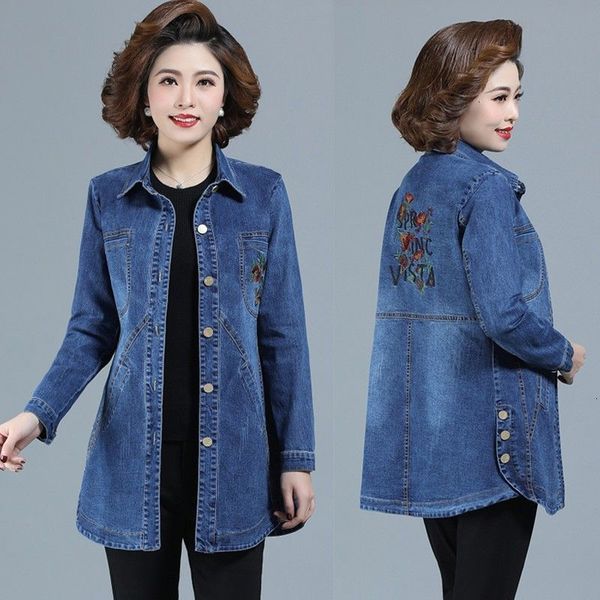 women s jackets 2023 spring autumn female denim jacket embroidered flowers mid length jean outwear single breasted slim trench coats 230821, Black;brown
women s jackets 2023 spring autumn female denim jacket embroidered flowers mid length jean outwear single breasted slim trench coats 230821, Black;brown